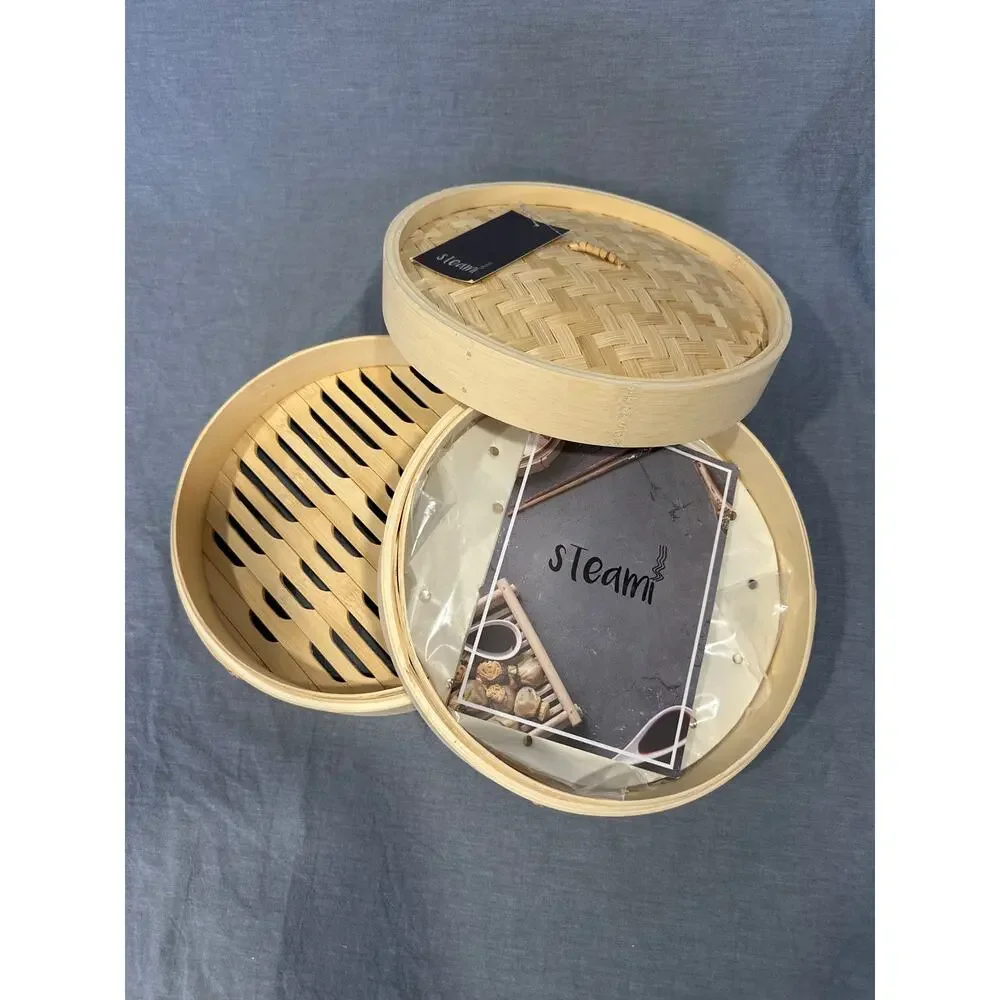 Bamboo Steamer Basket (10 inch) with Liners and Recipe Guide